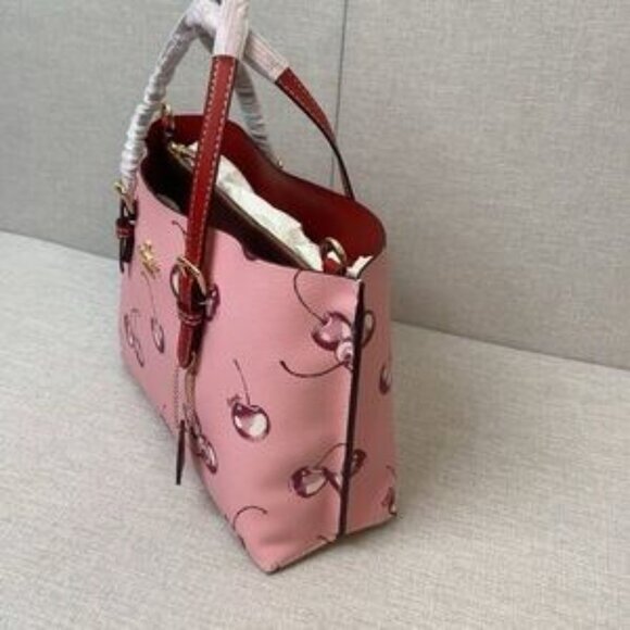 Coach Mollie Tote Bag 25 With Cherry Print - Picture 3 of 7